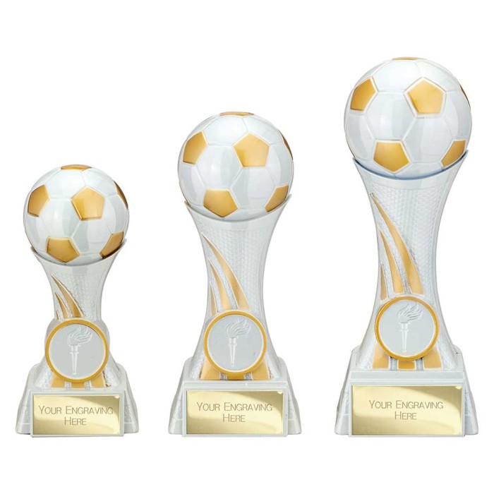 ATTACK STRIKE FOOTBALL RESIN TROPHY - 3 SIZES 13CM - 18CM